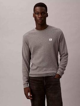 CAMISETA MANGA LARGA PUNTO GOFRADO MED GREY HEATHER GRIS
