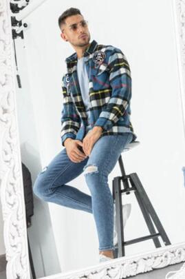 SOBRECAMISA FORRADA DE HOMBRE LASAL QUAD AZUL