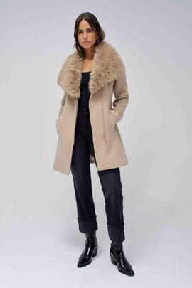 ABRIGO DE PAÑO GRACE SLIM FIT CON PELO CAMEL