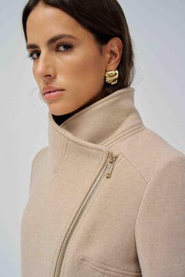 ABRIGO DE PAÑO GRACE SLIM FIT CON PELO CAMEL