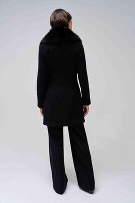 ABRIGO DE PAÑO GRACE SLIM FIT CON PELO NEGRO