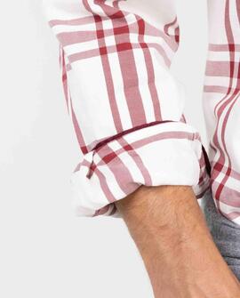 CAMISA DE ALGODÓN CUADRO BRIT CRUDO Y ROJO