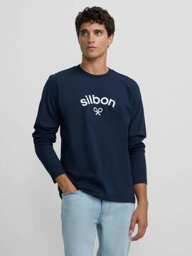 CAMISETA MANGA LARGA LOGO MEDIO AZUL MARINO