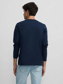 CAMISETA MANGA LARGA LOGO MEDIO AZUL MARINO