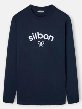 CAMISETA MANGA LARGA LOGO MEDIO AZUL MARINO