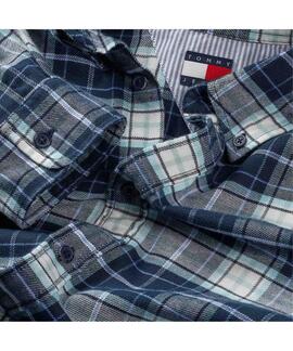 CAMISA DE FRANELA REGULAR FIT TARTÁN AZUL
