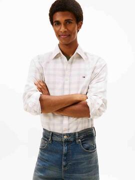 CAMISA DE PANA REGULAR FIT CON CUADROS PRÍNCIPE DE GALES