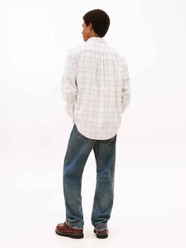 CAMISA DE PANA REGULAR FIT CON CUADROS PRÍNCIPE DE GALES