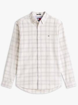 CAMISA DE PANA REGULAR FIT CON CUADROS PRÍNCIPE DE GALES