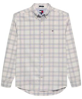 CAMISA DE PANA REGULAR FIT CON CUADROS PRÍNCIPE DE GALES