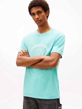CAMISETA REGULAR FIT CON LOGO BORDADO ANTIQUE TEAL