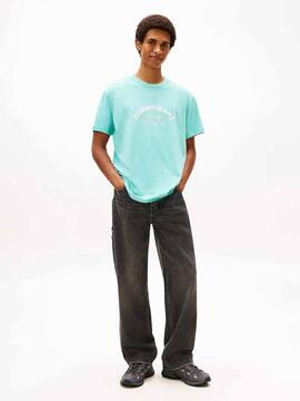 CAMISETA REGULAR FIT CON LOGO BORDADO ANTIQUE TEAL