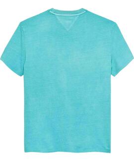 CAMISETA REGULAR FIT CON LOGO BORDADO ANTIQUE TEAL