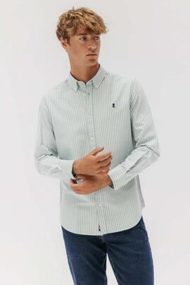 CAMISA CASUAL OXFORD RAYA ANCHA VERDE
