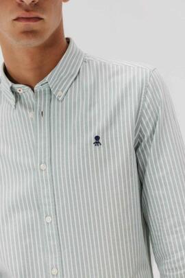 CAMISA CASUAL OXFORD RAYA ANCHA VERDE
