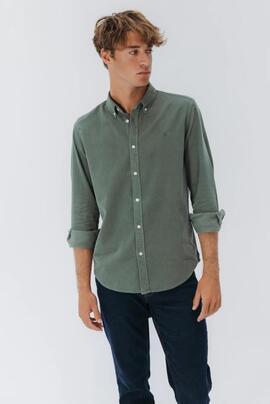 CAMISA CASUAL CORDUROY TINTADA VERDE KHAKI
