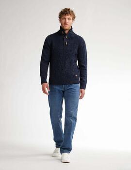 JERSEY PUNTO CANALÉ TRENZADO HAMILTON DEEP CAPRI AZUL MARINO