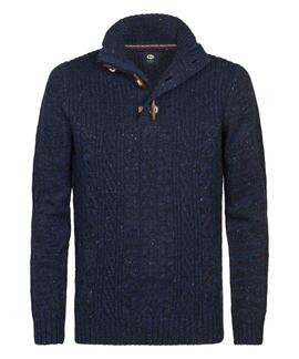 JERSEY PUNTO CANALÉ TRENZADO HAMILTON DEEP CAPRI AZUL MARINO