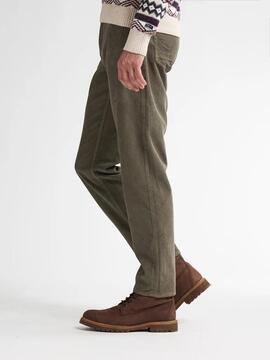 PANTALÓN DE PANA RUSSEL TAPERED FIT MOSSY STONE VERDE
