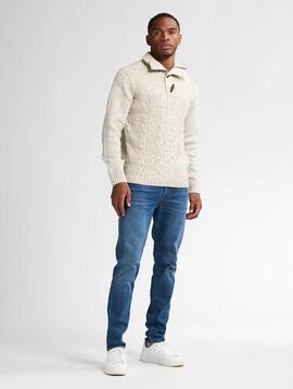 JERSEY PUNTO CANALÉ TRENZADO HAMILTON ANTIQUE WHITE MELEE CR