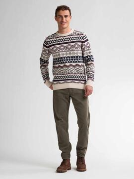 JERSEY JACQUARD FAIRISLE RAW SAND CRUDO