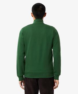 SUDADERA DE FELPA LACOSTE CUELLO ALTO Y CREMALLERA VERDE