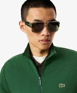 SUDADERA DE FELPA LACOSTE CUELLO ALTO Y CREMALLERA VERDE