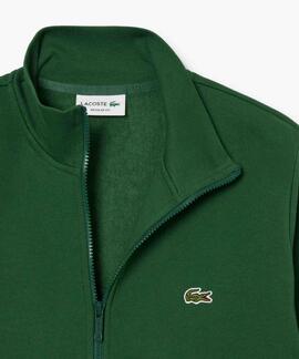 SUDADERA DE FELPA LACOSTE CUELLO ALTO Y CREMALLERA VERDE