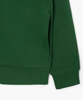 SUDADERA DE FELPA LACOSTE CUELLO ALTO Y CREMALLERA VERDE