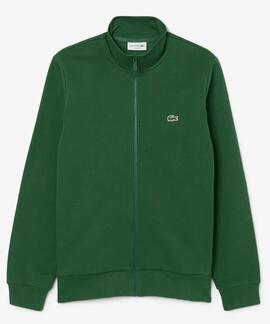 SUDADERA DE FELPA LACOSTE CUELLO ALTO Y CREMALLERA VERDE