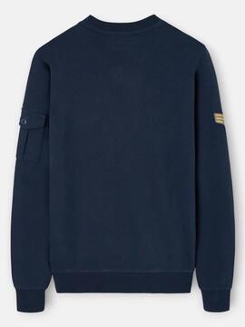SUDADERA PARCHES MILITARY AZUL MARINO
