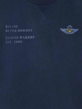 SUDADERA PARCHES MILITARY AZUL MARINO