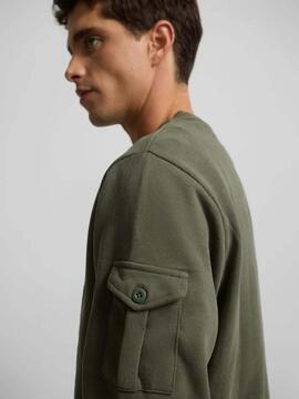 SUDADERA PARCHES MILITARY VERDE