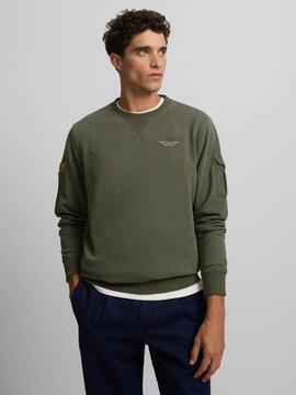 SUDADERA PARCHES MILITARY VERDE