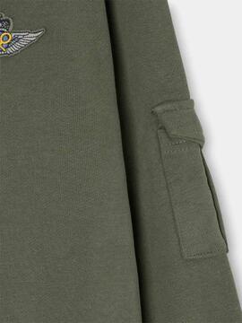 SUDADERA PARCHES MILITARY VERDE