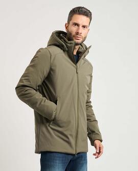 ABRIGO ACOLCHADO DE HOMBRE CON CAPUCHA SOFTSHELL VERDE