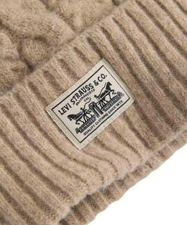 GORRO LEVI'S® HOLIDAY BACKPATCH PUNTO TRENZADO NEUTRAL CAMEL