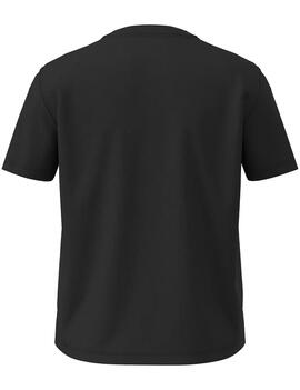 CAMISETA CK CLÁSICA NEGRA CON MONOLOGO BRILLANTE PLATA METAL