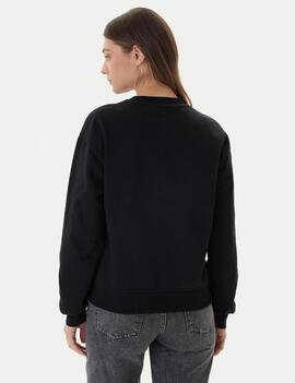 SUDADERA CK FOIL NEGRA CON MONOLOGO BRILLANTE PLATA METALIZA