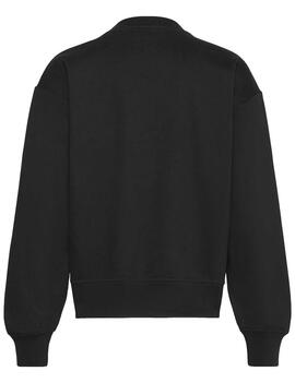 SUDADERA CK FOIL NEGRA CON MONOLOGO BRILLANTE PLATA METALIZA