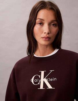 SUDADERA CK FRENCH TERRY RELAXED FIT MOCHA BROWN M