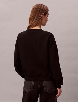 SUDADERA CK FRENCH TERRY RELAXED FIT CON LOGO MONOGRAMA NEGR
