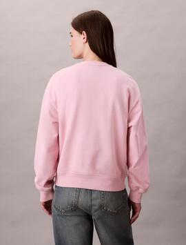 SUDADERA CK FRENCH TERRY RELAXED FIT CON LOGO MONOGRAMA PINK