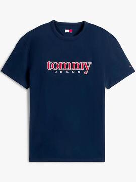 CAMISETA DE PUNTO REGULAR FIT AZUL MARINO CON LOGO BORDADO A