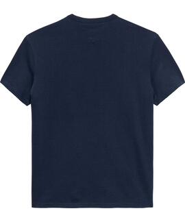 CAMISETA DE PUNTO REGULAR FIT AZUL MARINO CON LOGO BORDADO A