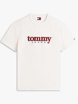 CAMISETA DE PUNTO COLOR CRUDO CON LOGO BORDADO A CONTRASTE