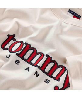 CAMISETA DE PUNTO COLOR CRUDO CON LOGO BORDADO A CONTRASTE