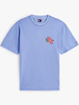 CAMISETA RELAXED FIT AZUL DENIM CON ESLOGAN