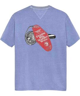 CAMISETA RELAXED FIT AZUL DENIM CON ESLOGAN