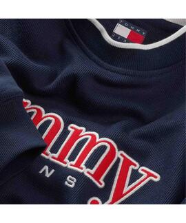 SUDADERA DE FELPA REGULAR FIT AZUL MARINO CON LOGO